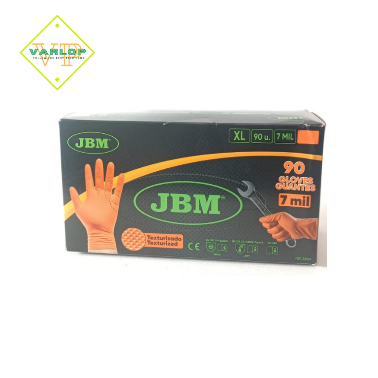 Luva Nitrilo Reforçada, Tam.XL (Laranja/Preta)