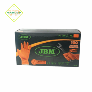 Luva Nitrilo Reforçada, Tam.M (Laranja/Preta)