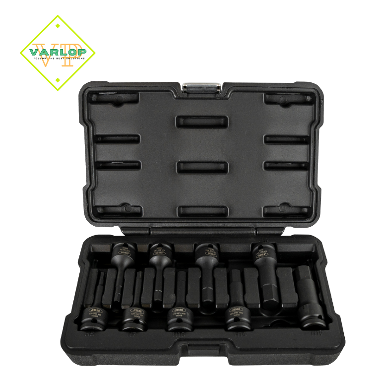 CONJUNTO DE 9 SOQUETES HEXAGONAIS DE IMPACTO 1/2"