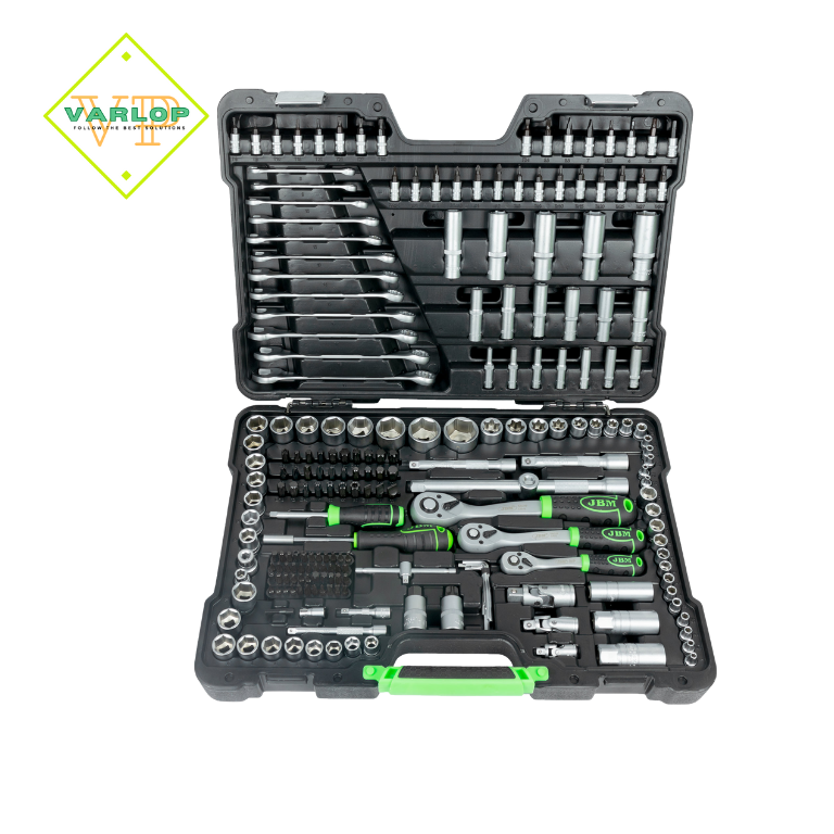 MALA FERRAMENTAS 216 PEÇAS COM SOQUETES HEXAGONAIS DE 1/4", 3/8" E 1/2"