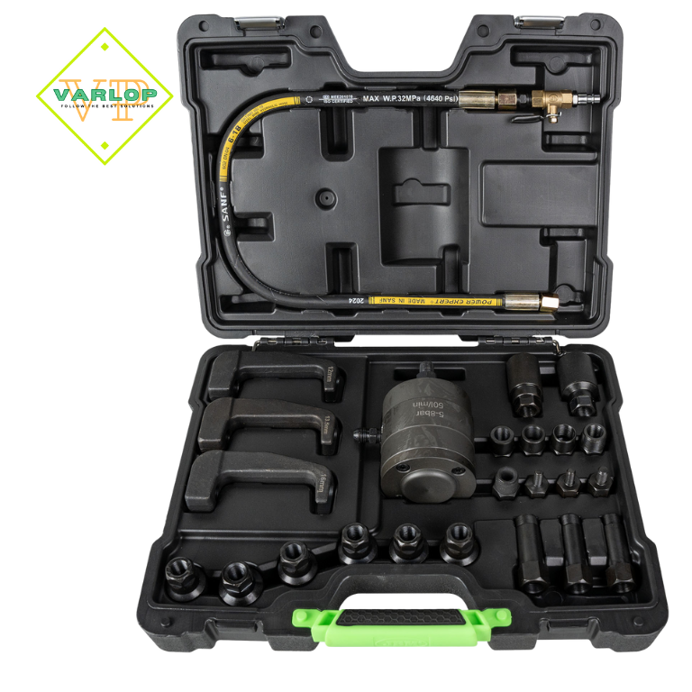 EXTRATOR PNEUMÁTICO DE INJETORES DE COMBUSTÍVEL COM ADAPTADORES E GARRAS DE EXTRACÇÃO