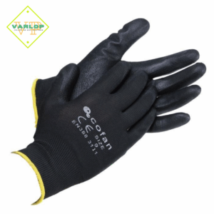 LUVA 100% POLIESTER IMPREG. PRETA - TAM 9